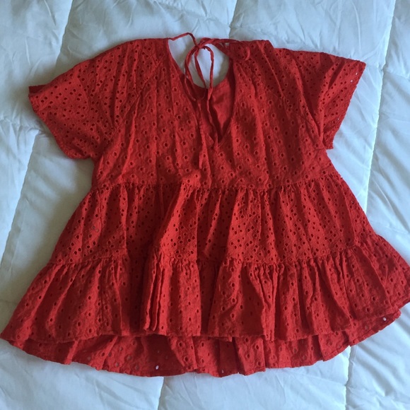 Red Ruffle Zara Blouse - Picture 3 of 5